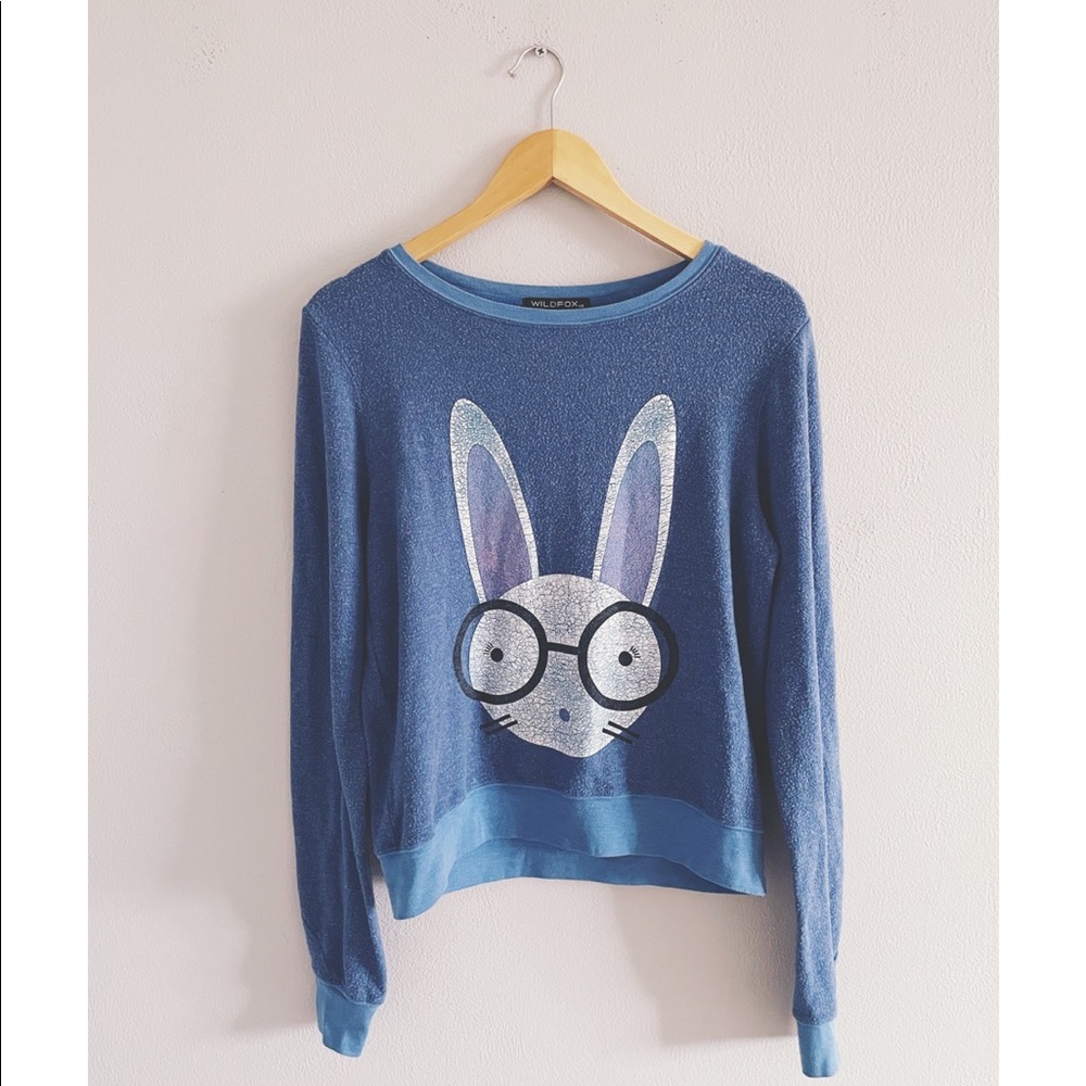 Wildfox Rabbit with Round Frame Glasses Sweatshirt